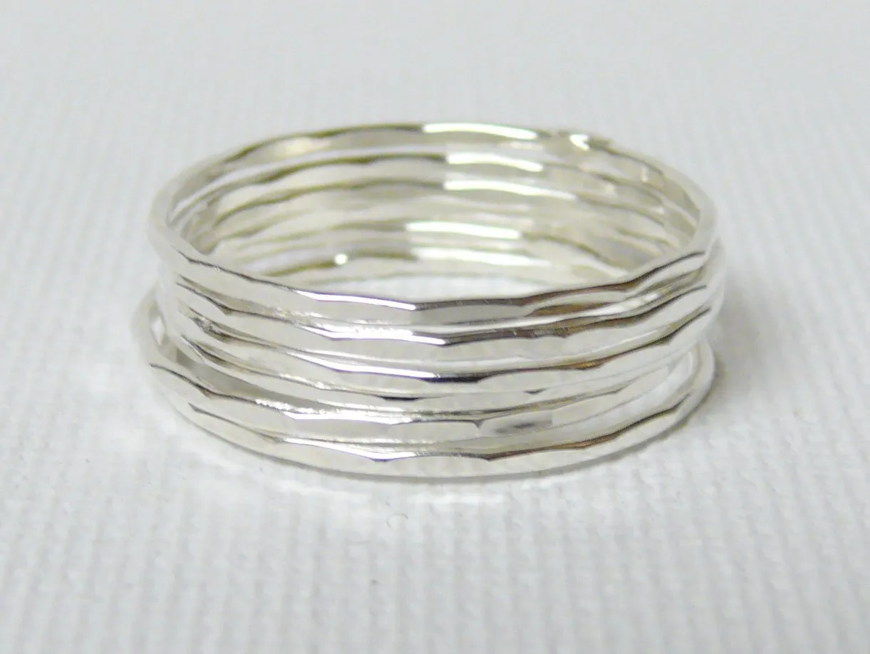 Sterling silver stacking rings set of 6 skinny stacking rings, sterling stack rings, stackable rings, Sterling silver rings