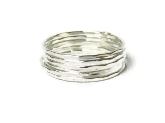 Sterling silver stacking rings set of 6 skinny stacking rings, sterling stack rings, stackable rings, Sterling silver rings