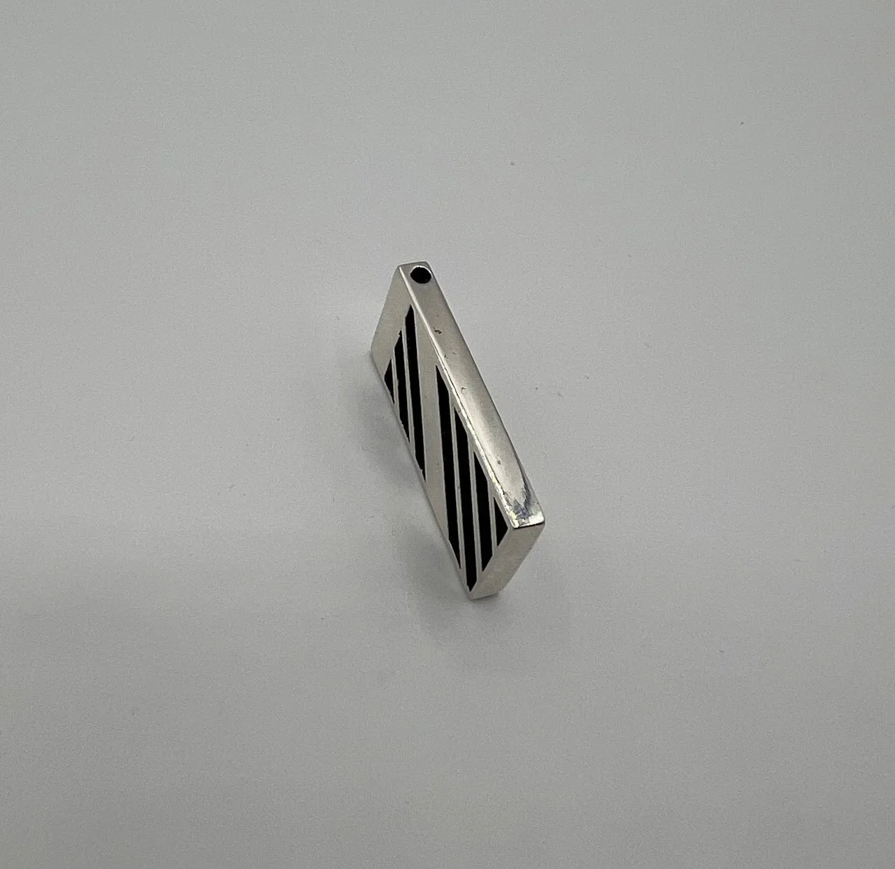 Sterling Silver Striped Rectangle Bar Pendant Blank