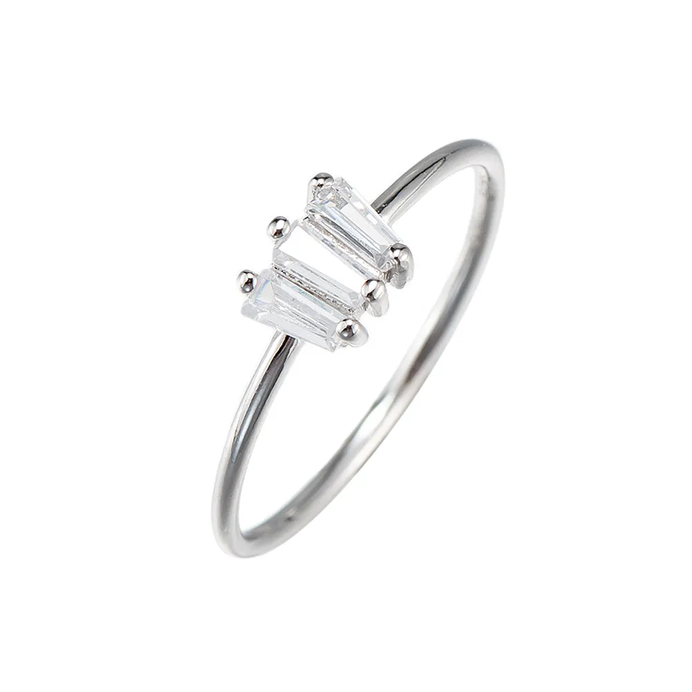 Sterling Silver Triple Baguette Ring