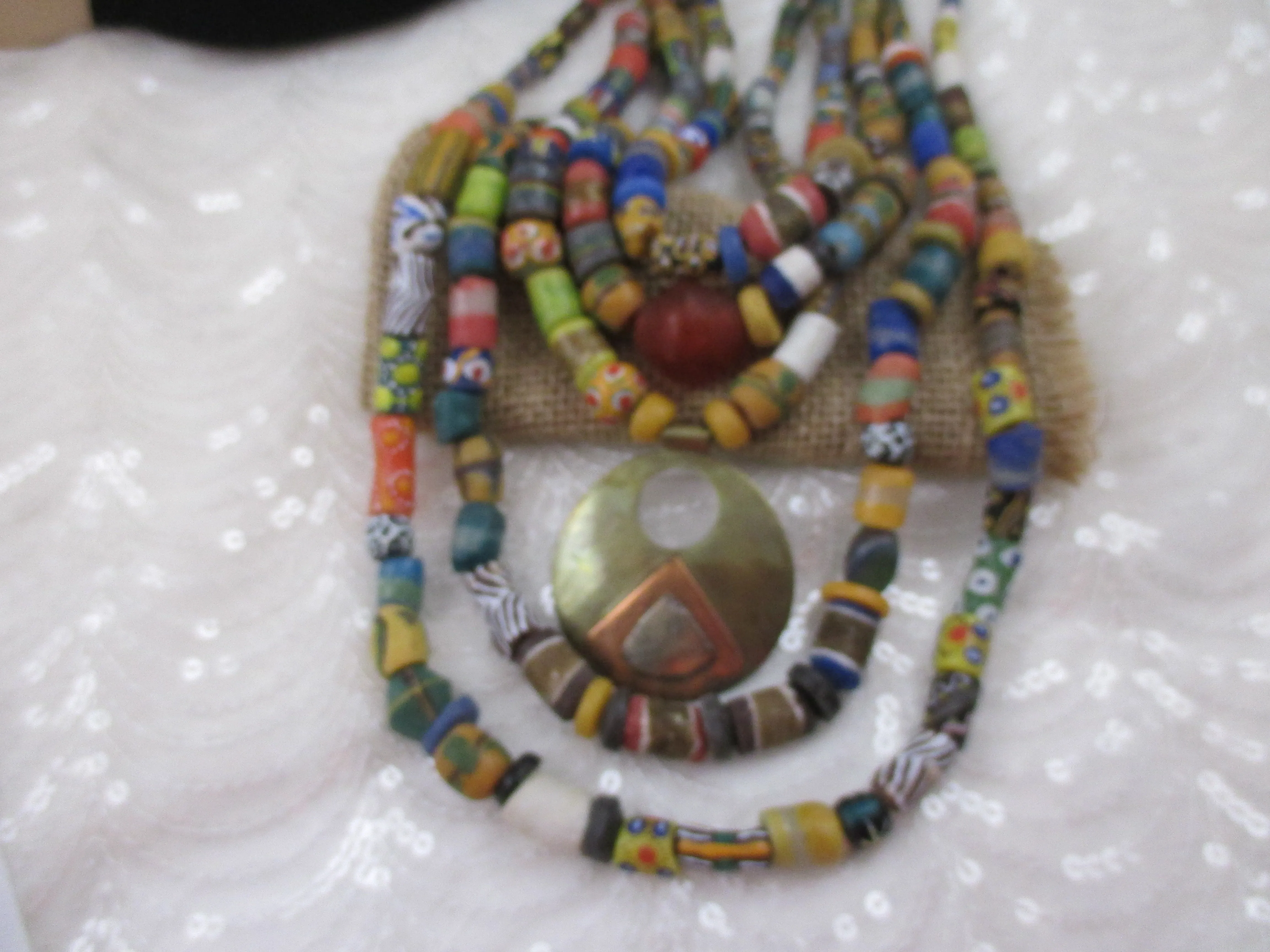 Stunning African Statement Pendant Necklace Five Strand