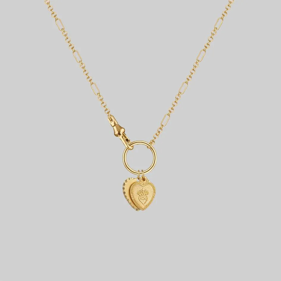 VALENTINA. Multi Heart Charm Clasp Necklace - Gold