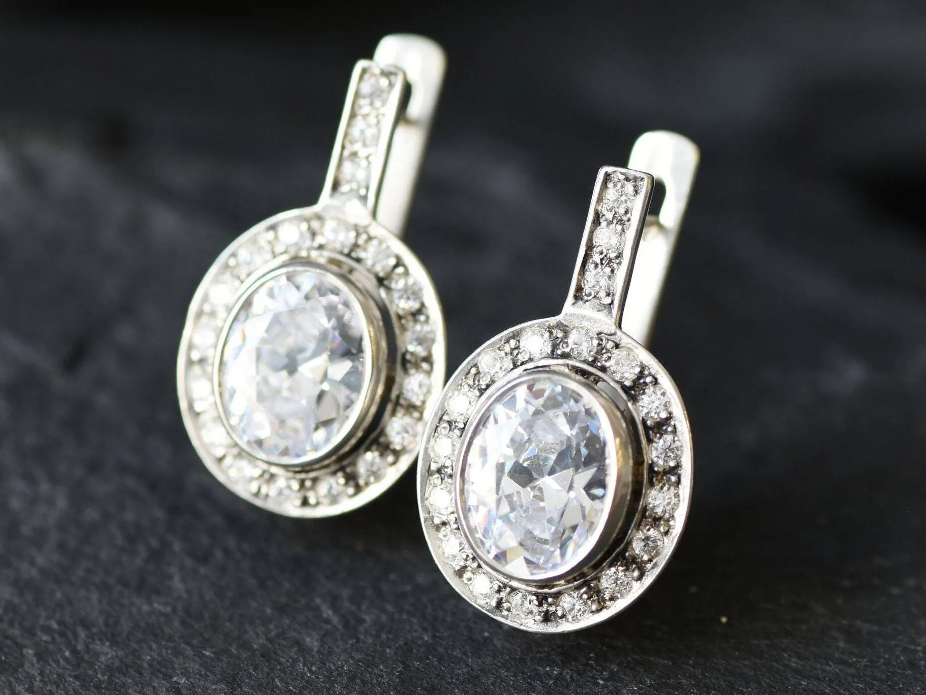 Vintage Diamond Earrings - Sparkly Bridal Earrings - Vintage Drop Earrings