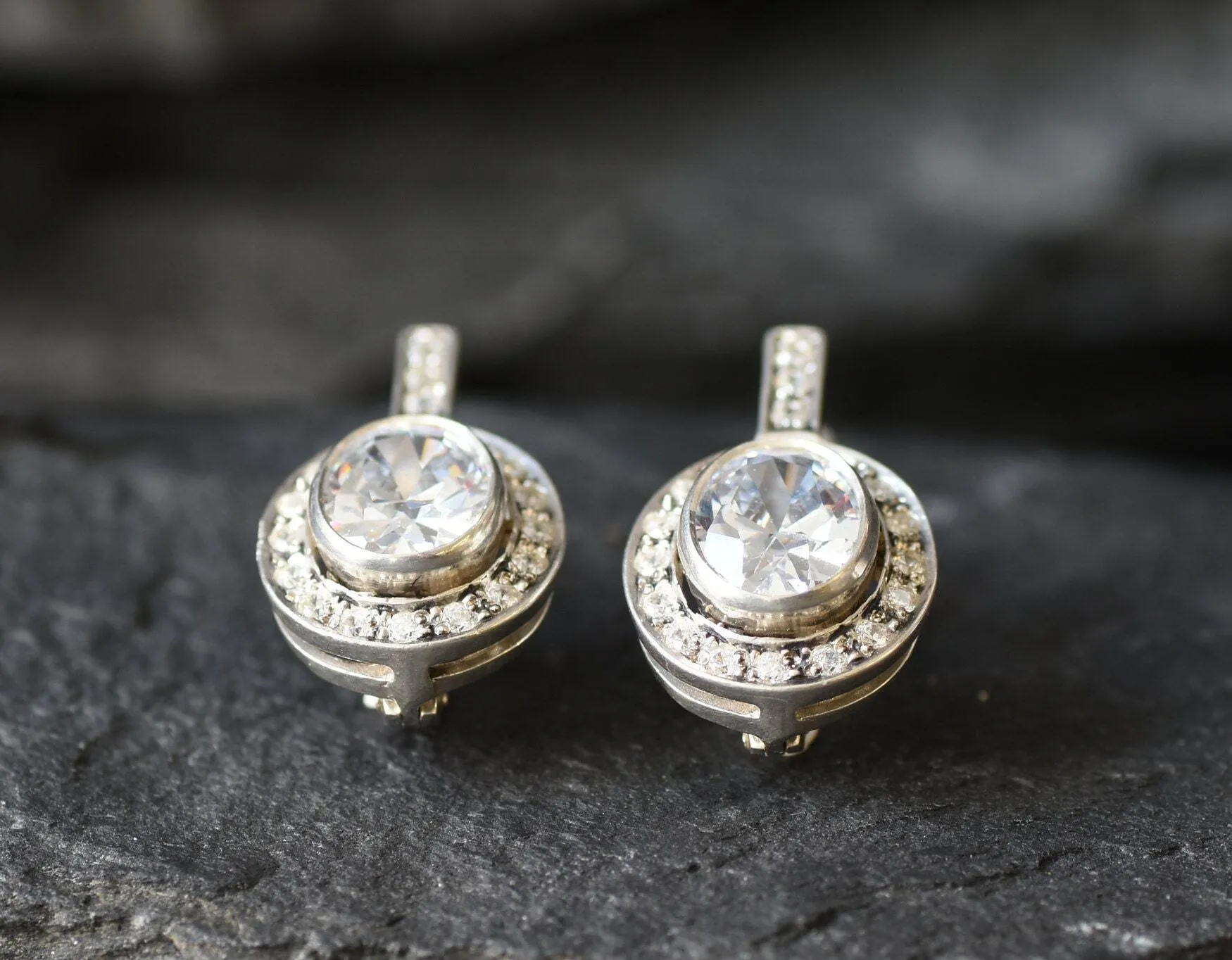 Vintage Diamond Earrings - Sparkly Bridal Earrings - Vintage Drop Earrings