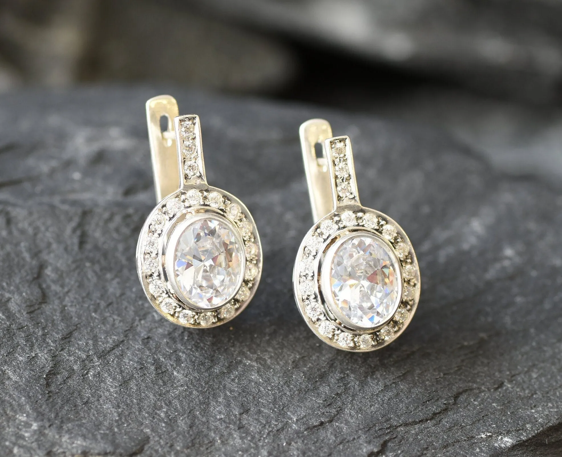 Vintage Diamond Earrings - Sparkly Bridal Earrings - Vintage Drop Earrings