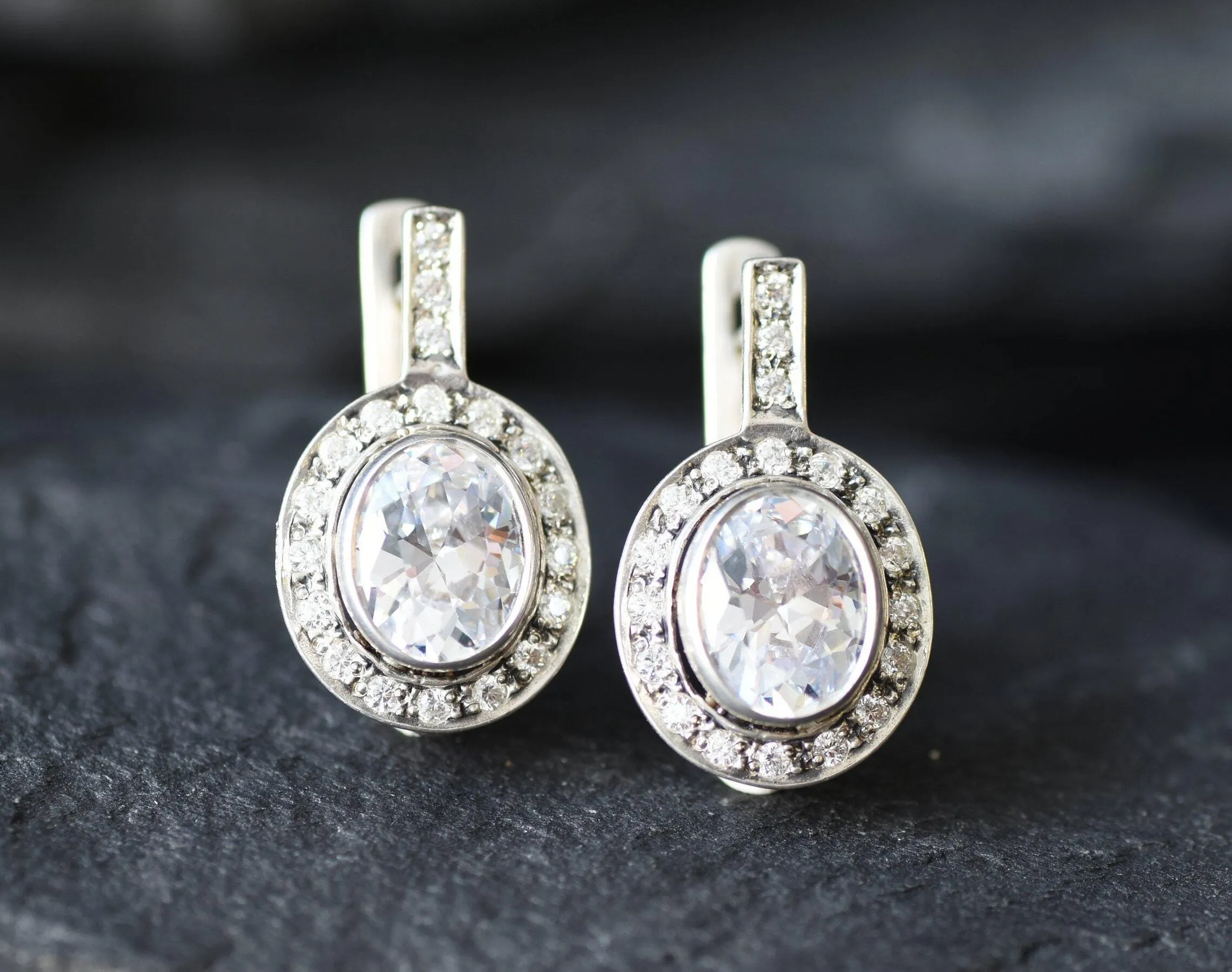 Vintage Diamond Earrings - Sparkly Bridal Earrings - Vintage Drop Earrings