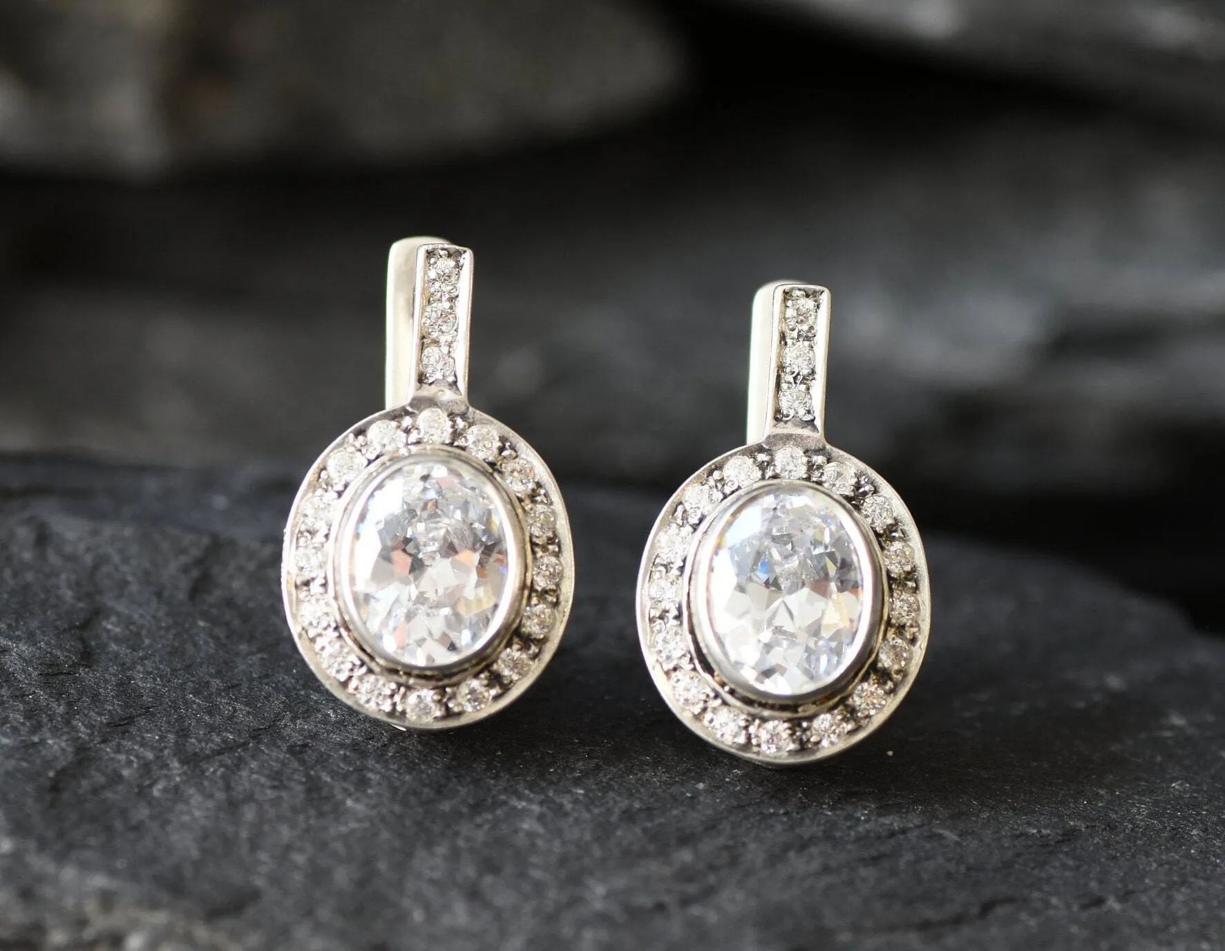 Vintage Diamond Earrings - Sparkly Bridal Earrings - Vintage Drop Earrings