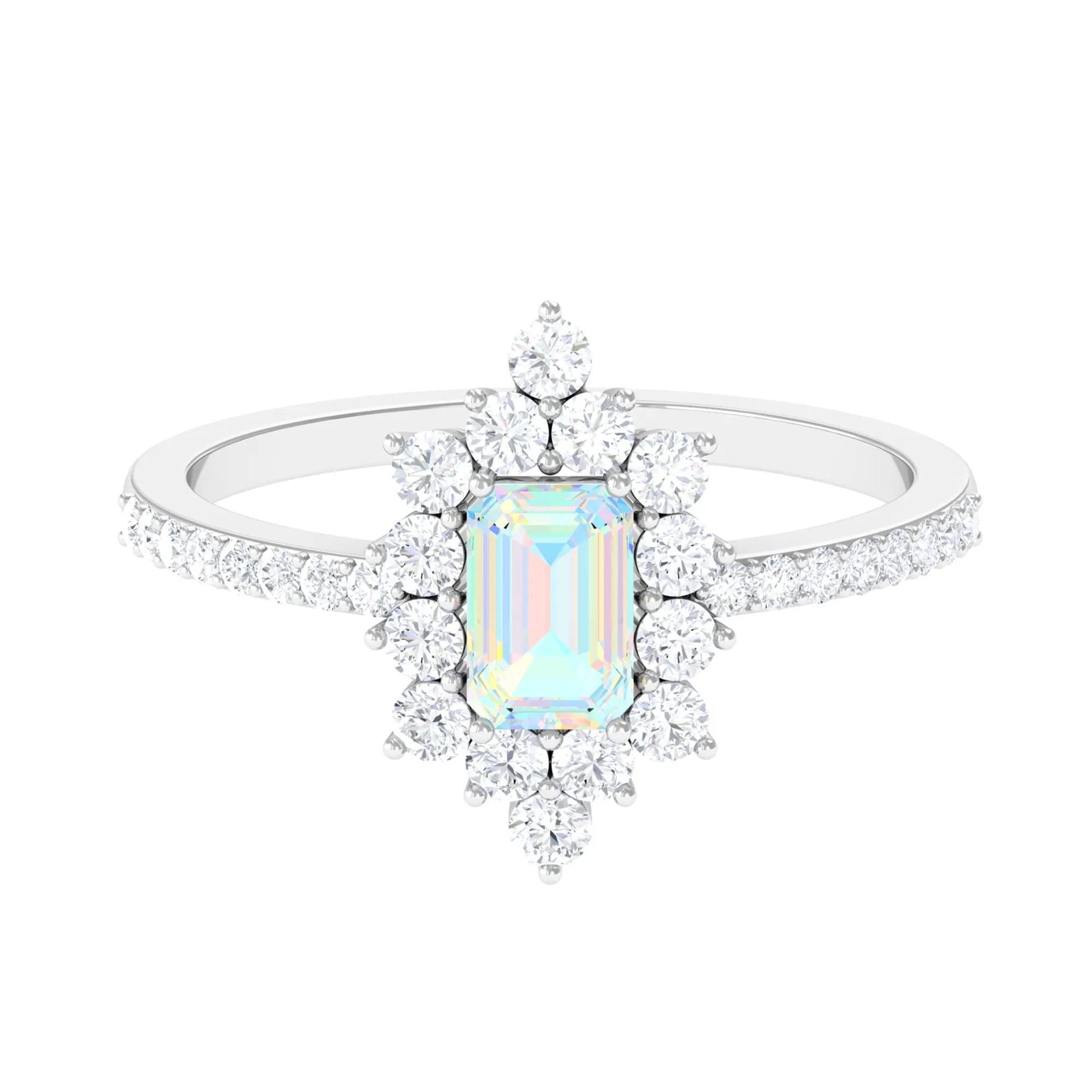 Vintage Inspired Ethiopian Opal Halo Engagement Ring with Diamond