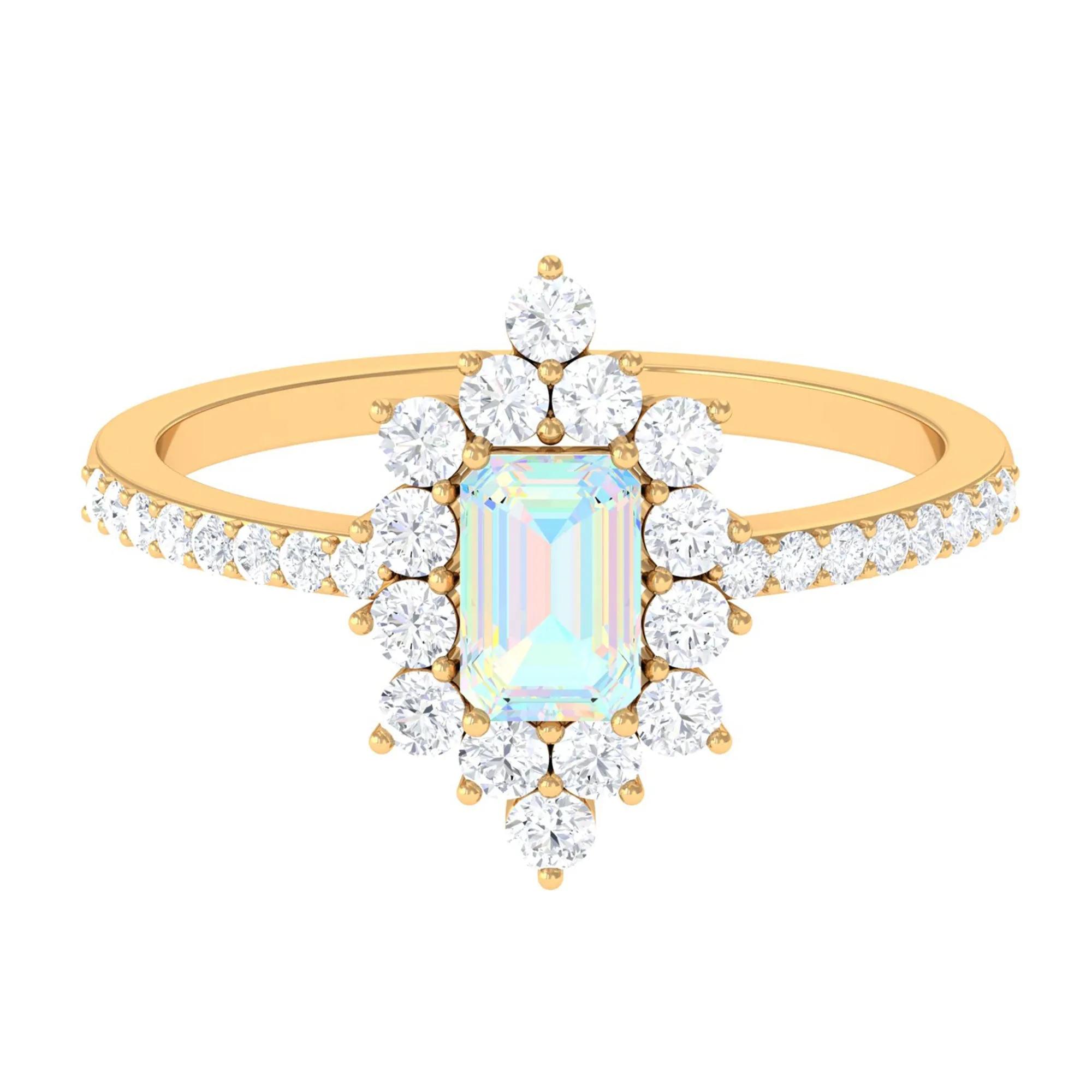 Vintage Inspired Ethiopian Opal Halo Engagement Ring with Diamond