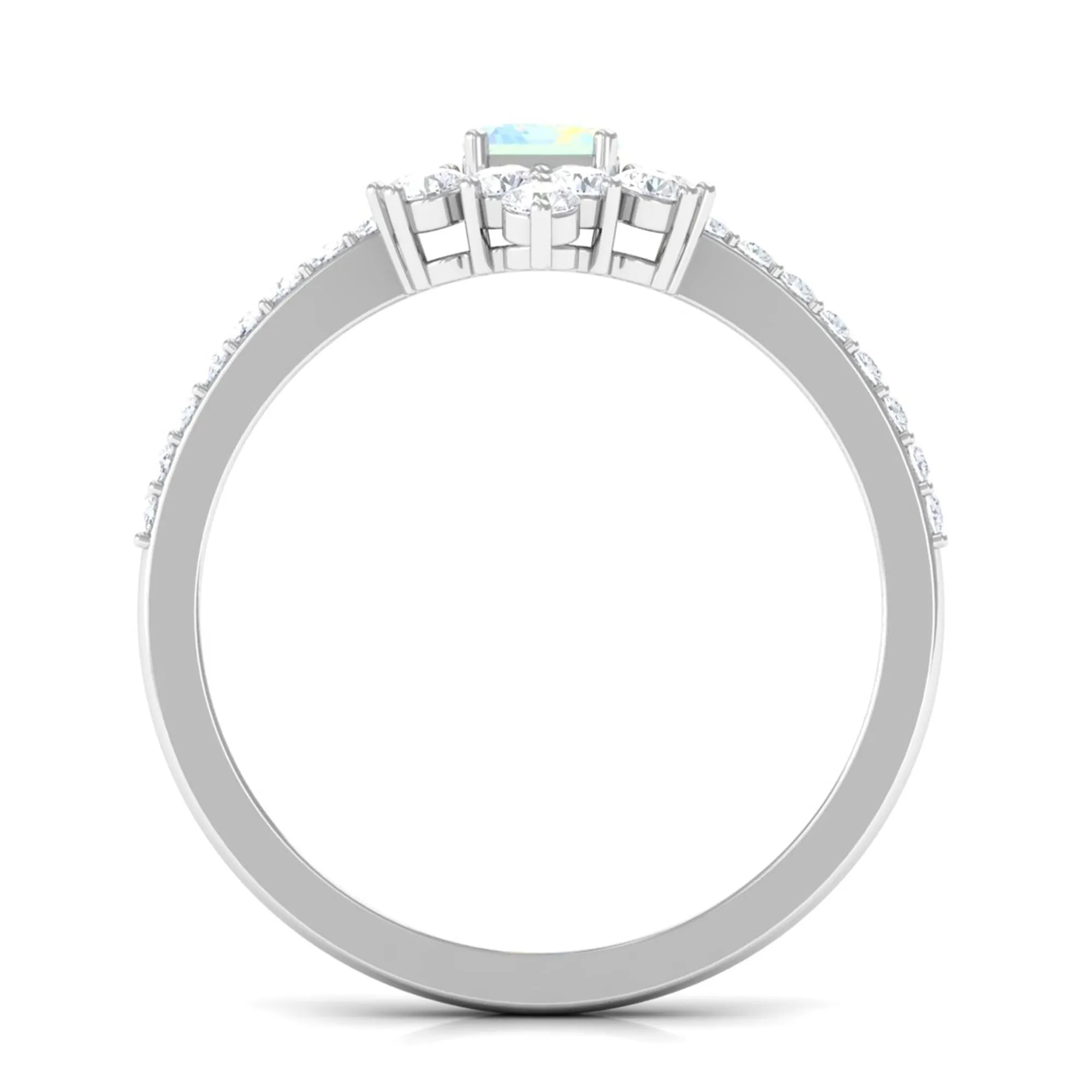 Vintage Inspired Ethiopian Opal Halo Engagement Ring with Diamond