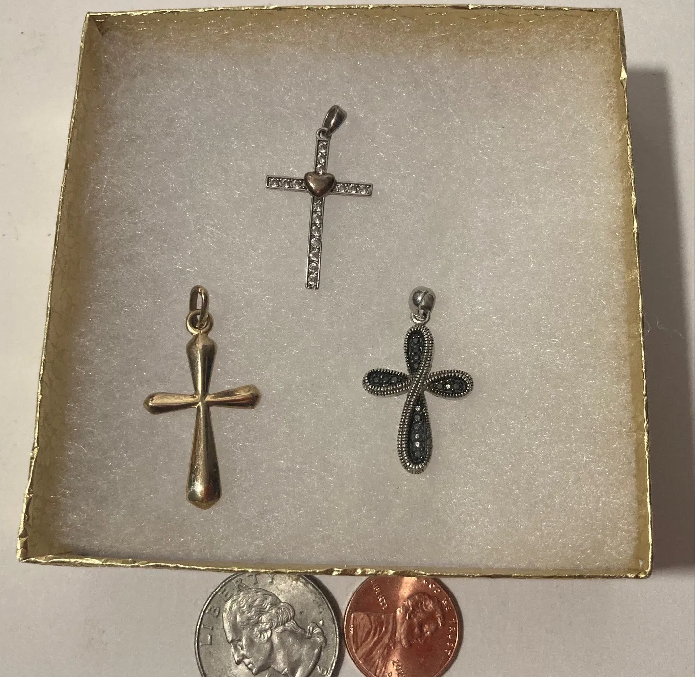 Vintage Lot of 3 Sterling Silver Pendants, Charms, Crosses, Crucifix, Nice Designs, Quality, Jewelry, 0722, Accessory, 925, Clothing