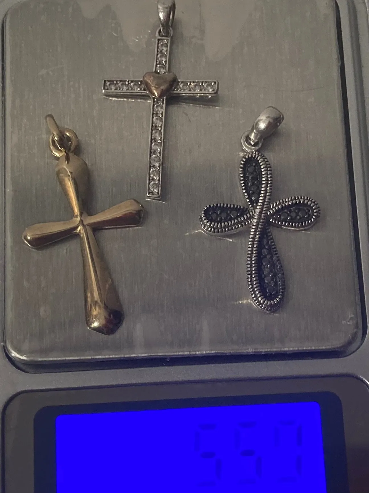 Vintage Lot of 3 Sterling Silver Pendants, Charms, Crosses, Crucifix, Nice Designs, Quality, Jewelry, 0722, Accessory, 925, Clothing