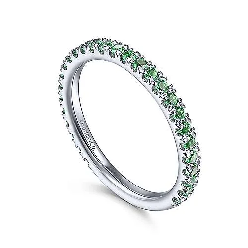 White Gold Emerald Stackable Ring