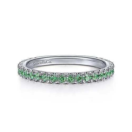 White Gold Emerald Stackable Ring