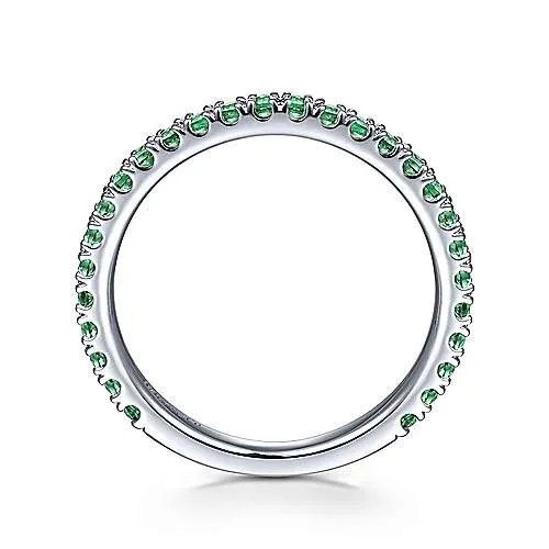 White Gold Emerald Stackable Ring