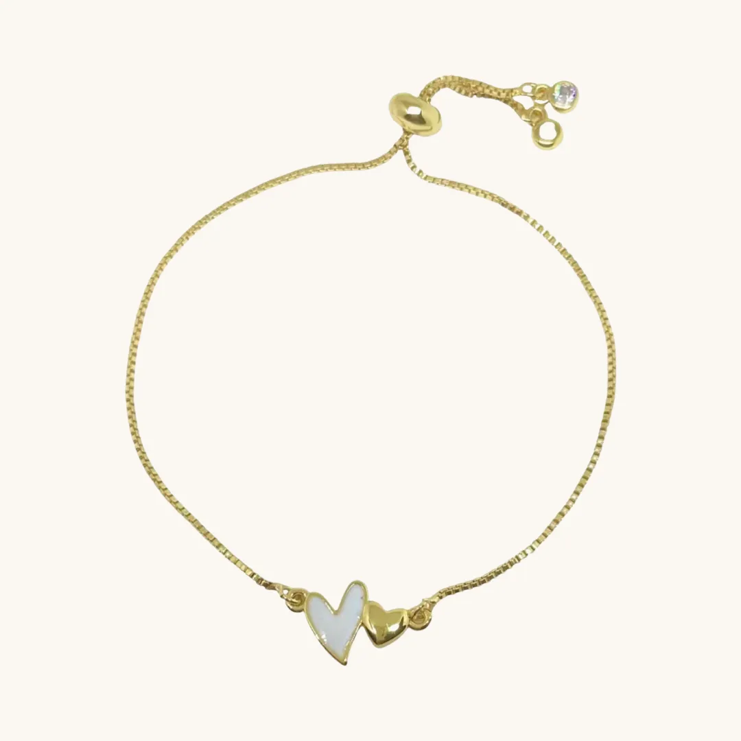 White Heart Slider Bracelet