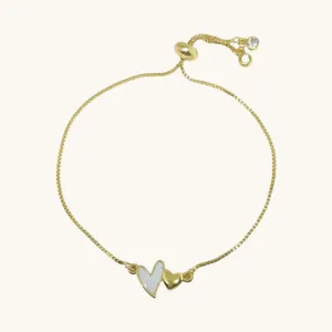 White Heart Slider Bracelet