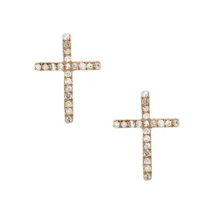 Women's Cross Diamond Stud Earrings 0.25ct 14K Yellow Gold