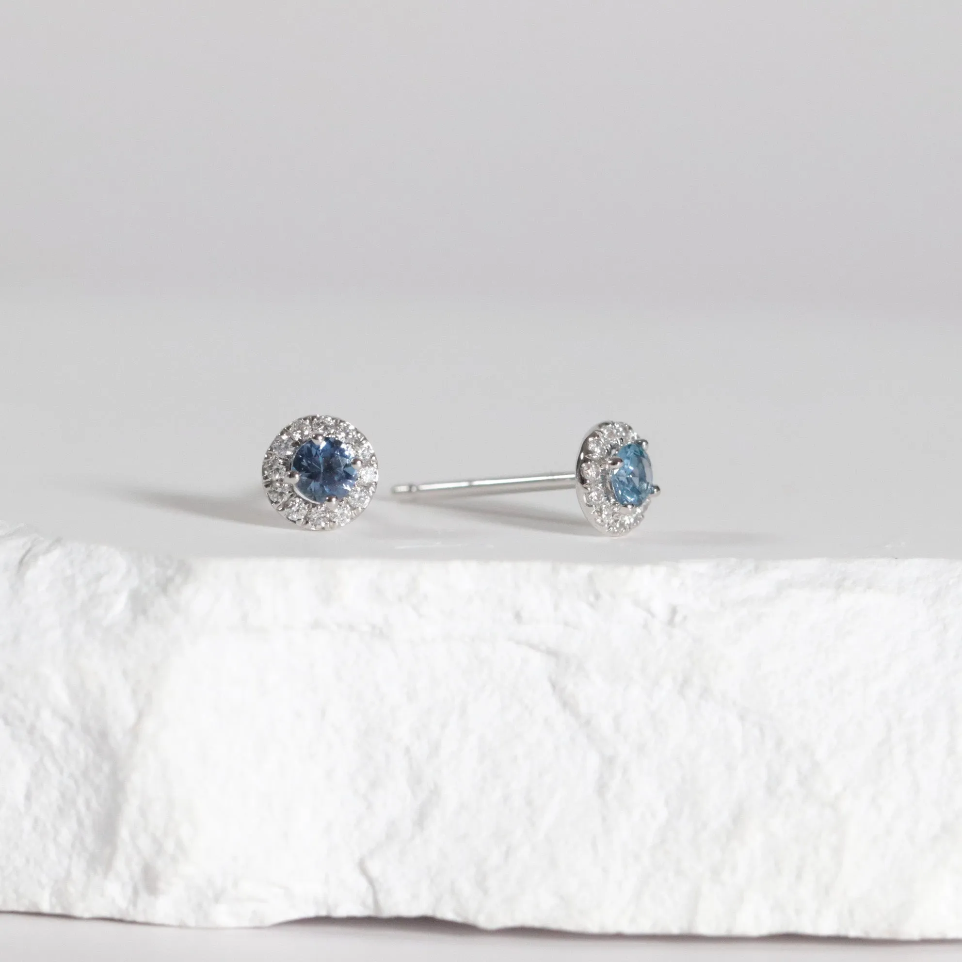 Yogo Sapphire Halo Earrings