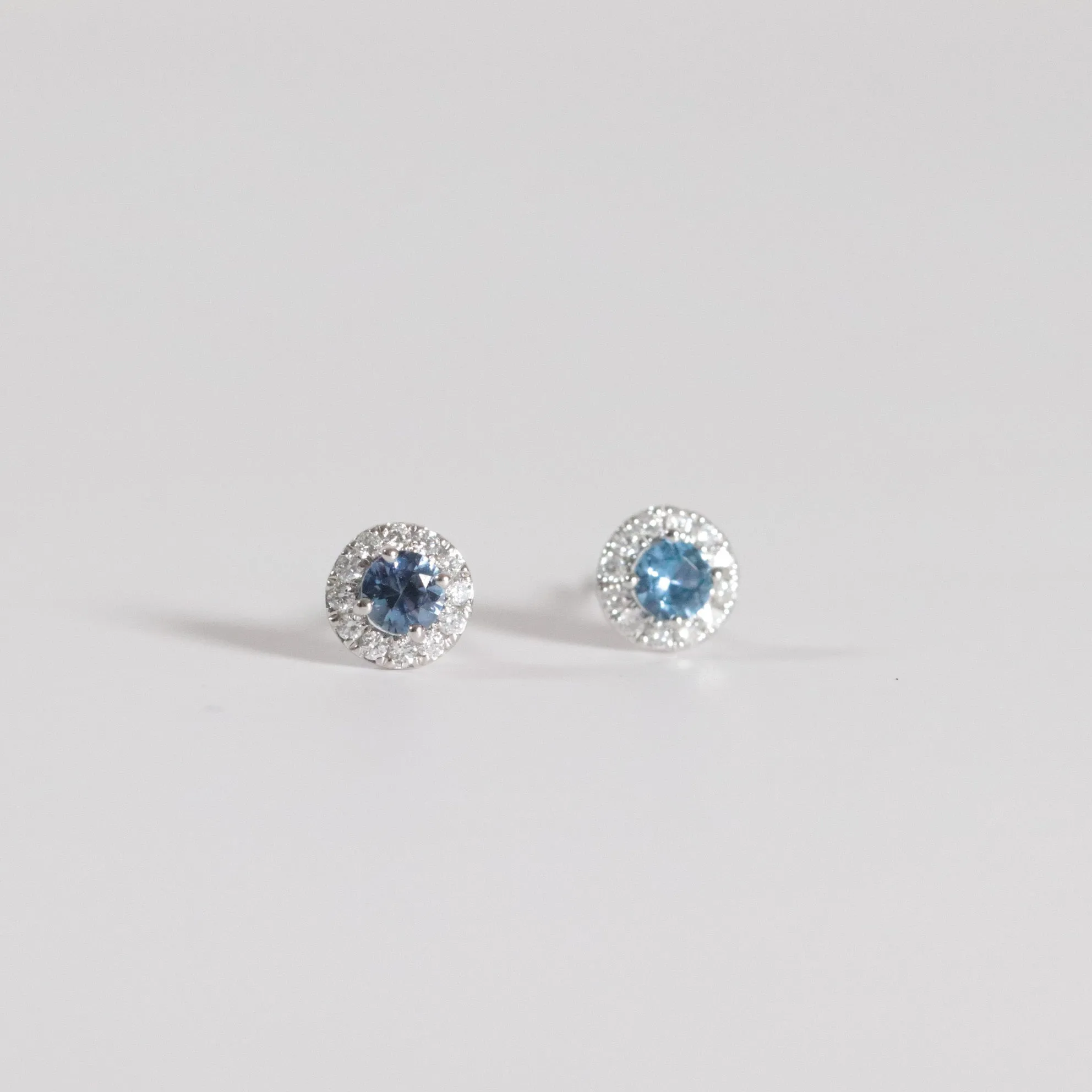 Yogo Sapphire Halo Earrings