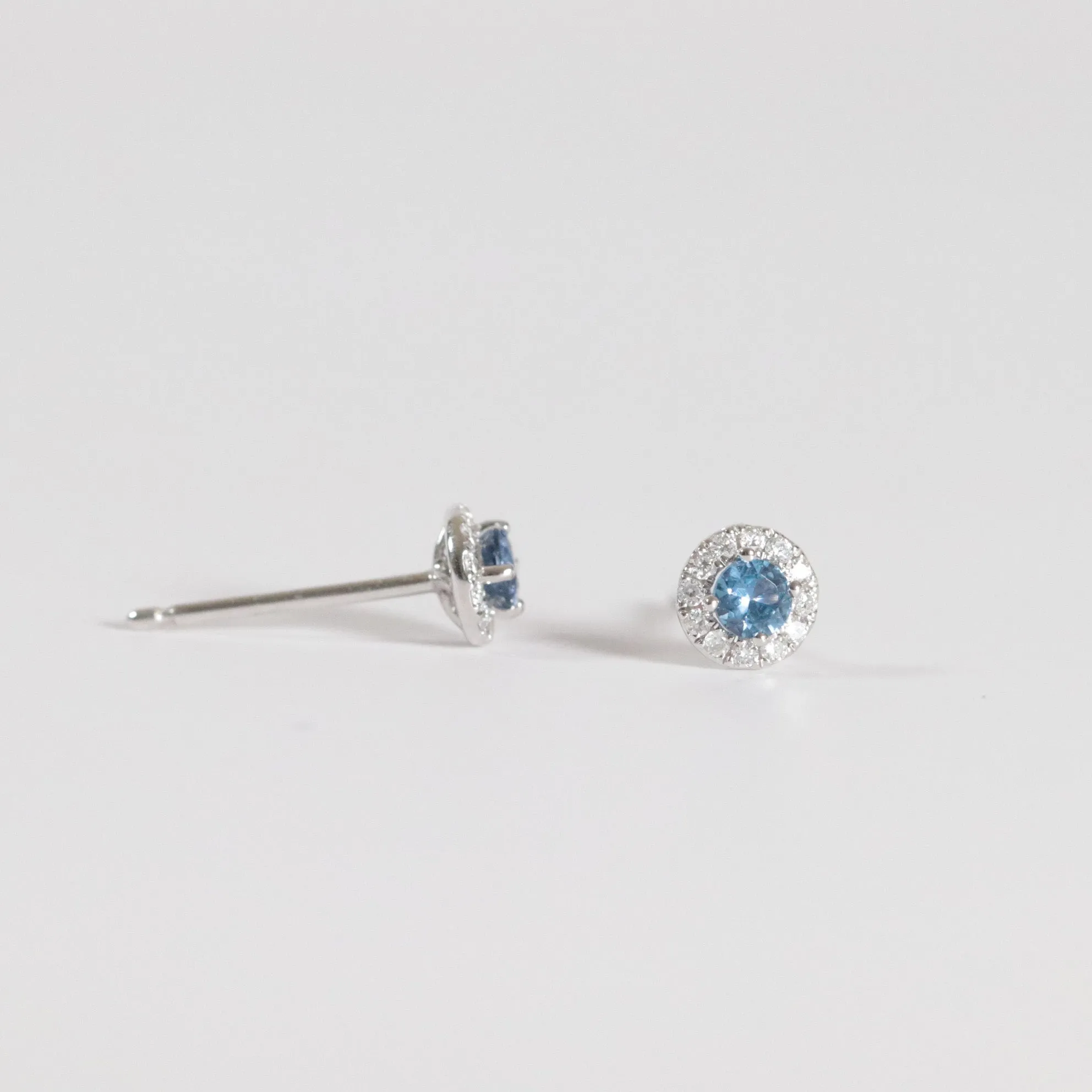 Yogo Sapphire Halo Earrings