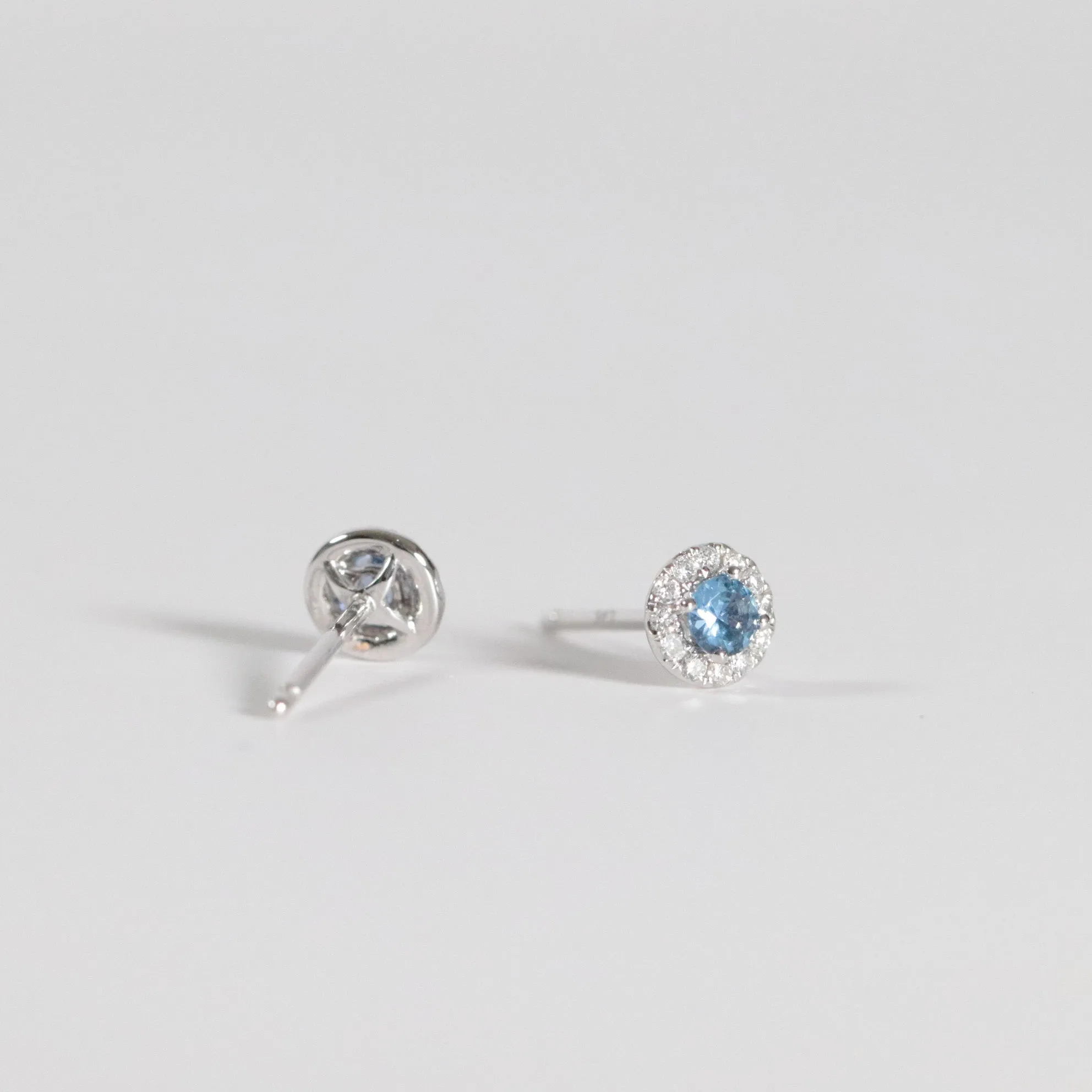 Yogo Sapphire Halo Earrings