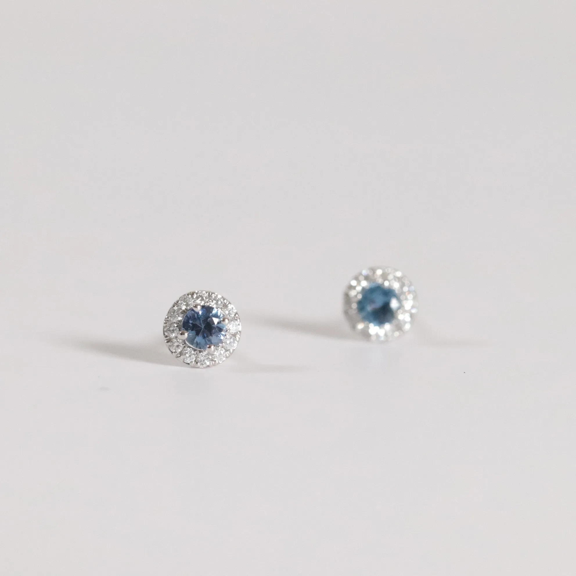 Yogo Sapphire Halo Earrings