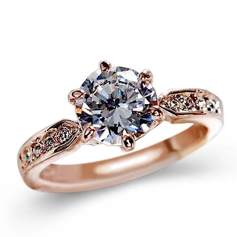 Zircon Engagement Rings For Women Rose Gold Color Wedding Rings